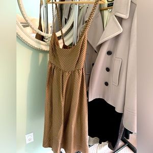 J. Crew silk dress. Brown with cream polka-dots.